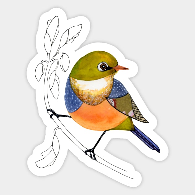 Silvereye bird Sticker by scatterlings
